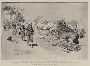 Het Gevecht in Manilla, de Loopgraven van de Opstandelingen na de Slag bij de Bagbag Rivier door Charles Edwin Fripp